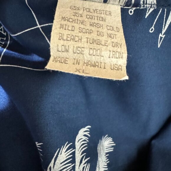 Vintage Royal Creations Hawaiian Islands Map Print Casual Shirt - Picture 7 of 8